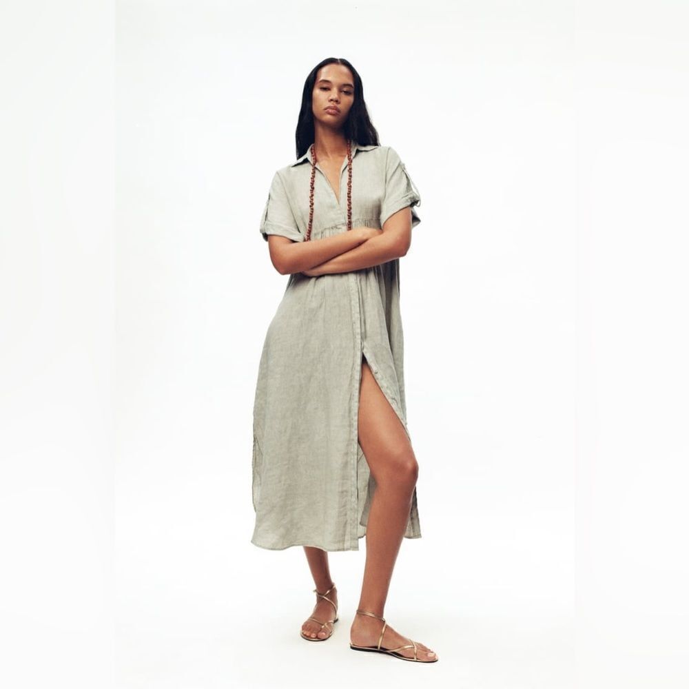 ZARA 100% LINEN DRESS - Picture 5 of 7